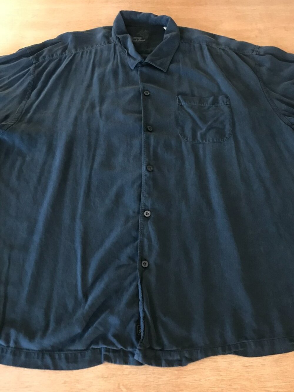 Tommy Bahama 100% Silk Shirt Men XXL Black Button Up Pocket Short Sleeve Collar